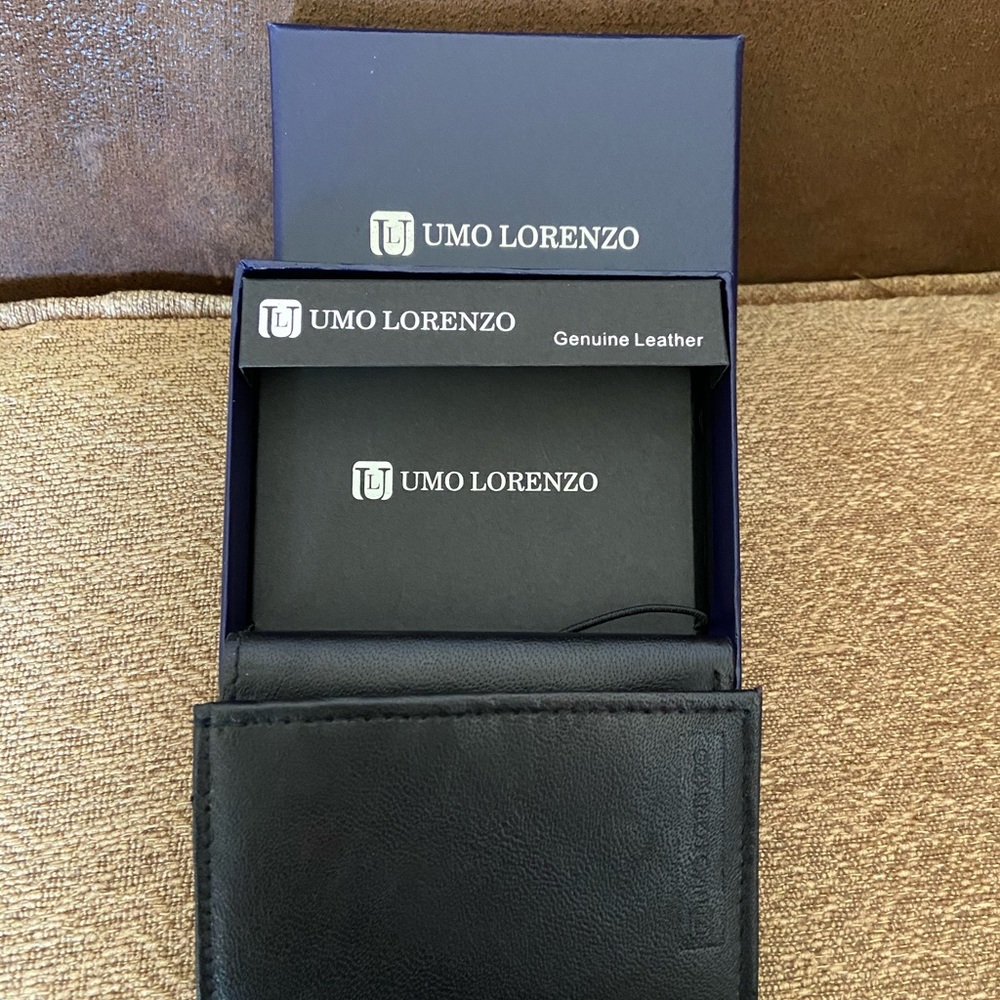 UMO LORENZO Men’s Tri Fold Leather Wallet